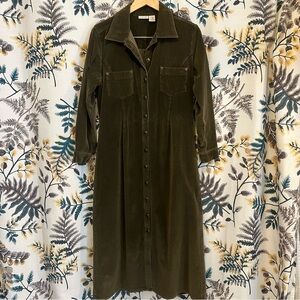 Corduroy dress - maxi dress - olive green - army green